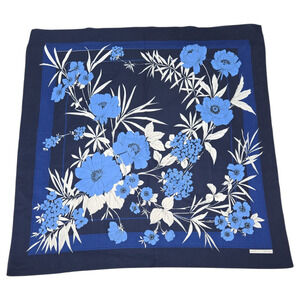Vtg Marco Corsari Navy Blue Floral Square Scarf Foulard Spring Summer Easter EUC
